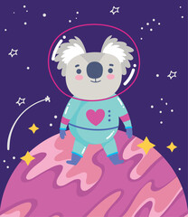 Naklejka premium space cute koala astronaut