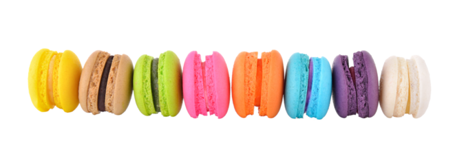 colourful french macaroons or macaron on transparent png