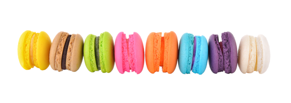 colourful french macaroons or macaron on transparent png