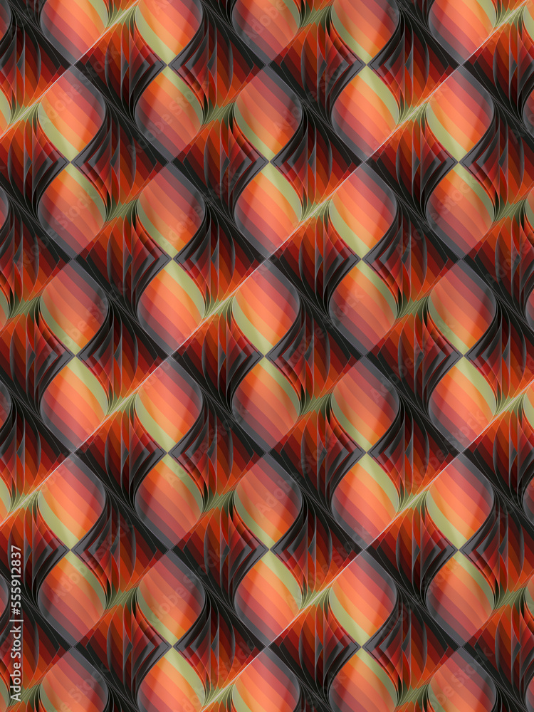 Aufkleber pattern of flipping pages with a stepped striped gradient. geometric background. 3d rendering digita
