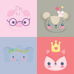 set icon cute animals