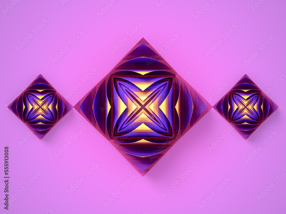 Aufkleber Digital illustration of abstract stylized colorful flower buds. 3d rendering background