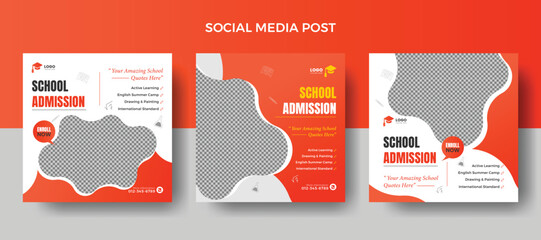 Orange School admission open  social media post  template and education banner, admission banner education social media, school kids, kids learning, children education, admission social media post,