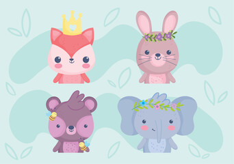 set cute animals