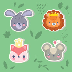 set cute animals stickers