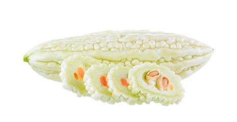 White bitter melon isolated on transparent png