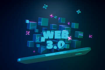 WEB 3.0 Concept of decentralized internet. technology concept. 3d render