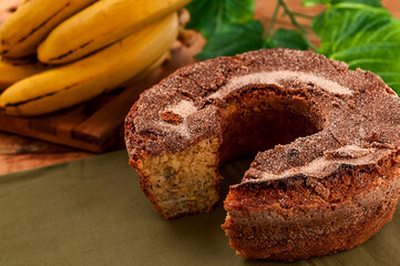 

cake with chocolate frosting, lemon, strawberry, corn, passion fruit