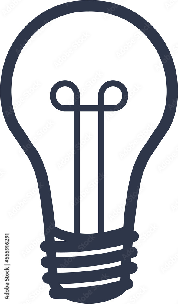 Poster idea lamp icon in black color. linear style bulb icon symbol.