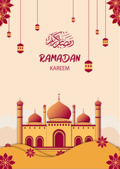 Mosque vector illustration with decoration for ramadan kareem template
