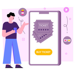 Buy ticket online illustration, editable vector 