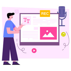 Conceptual flat design illustration of film recording 