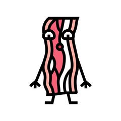 bacon meat character color icon vector. bacon meat character sign. isolated symbol illustration