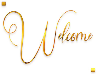 Welcome Text Gold Cursive Calligraphy Text 