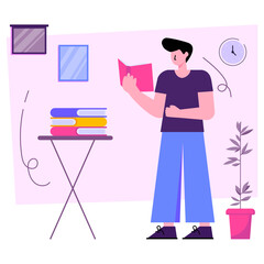 Trendy design illustration of novel reading 
