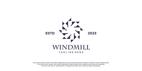 Windmill logo with creative concept design icon illustration - obrazy, fototapety, plakaty