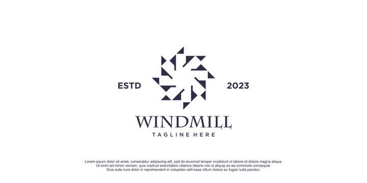 Windmill logo with creative concept design icon illustration