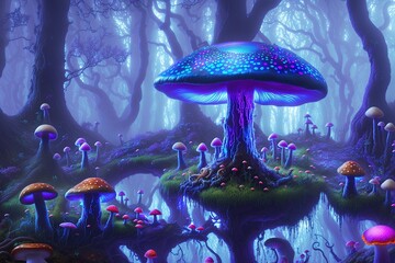 magic mushroom in the night