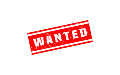 WANTED rubber stamp with grunge style on white background