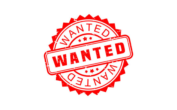 WANTED rubber stamp with grunge style on white background