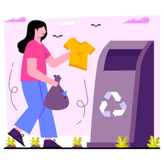 Flat design illustration garbage recycling 