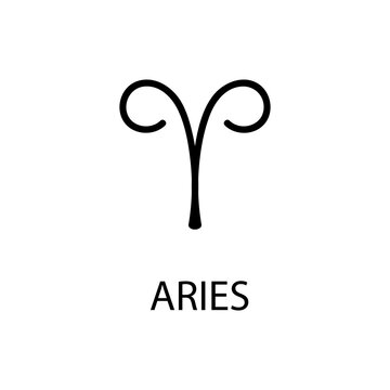 Zodiac Aries Sign in linear style isolated. Aries zodiac symbol in minimal style. vector illustration 