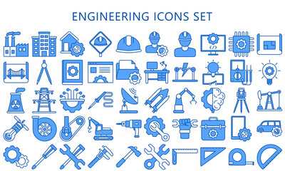 Engineering Set of outline vector icons. Contains such Icons as Manufacturing, Engineer, Production, Settings and more. vector EPS 10 ready convert to SVG. use for modern concept, UI or UX kit and app