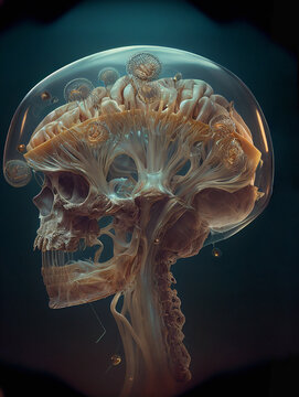 Generative AI illustration of skull in bubble