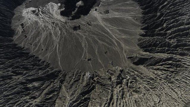 Aerial view of the volcano crater on Isla san Benedicto, a volcanic island in the Pacific Ocean, Colima, Mexico.