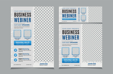 Set of Flyer Instagram Post and Banner for Business webinar. Webinar and business conference social media banner template. facebook cover webinar invitation template. Business conference flyer square 