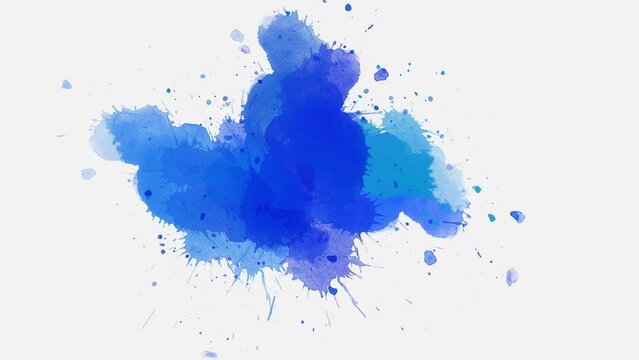 blue ink splashes on white. ink slow motion transition reveal. watercolor paint brush stroke. ink splash transition.