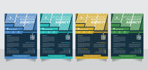 A4 size real estate business agency flyer leaflet poster banner template vector design