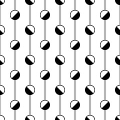 Circles, lines seamless pattern. Circle shapes, stripes ornament. Ethnic print. Circular, linear figures wallpaper. Folk background. Geometric backdrop. Modern image. Abstract motif. Vector artwork.