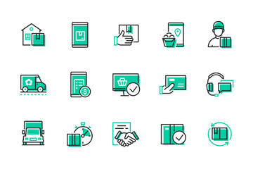 Goods delivery - set of line design style icons