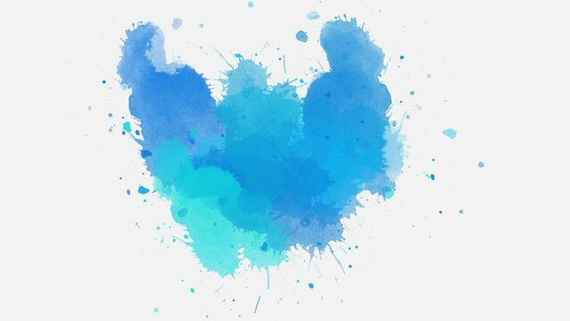 blue watercolor splashes. ink slow motion transition reveal. 