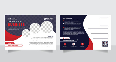 2 sided corporate business postcard design template vector