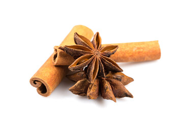 Stars anise and cinnamon isolated