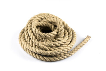 Twisted thick rope on white