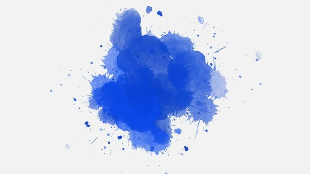 blue watercolor ink splashes. ink slow motion transition reveal. 