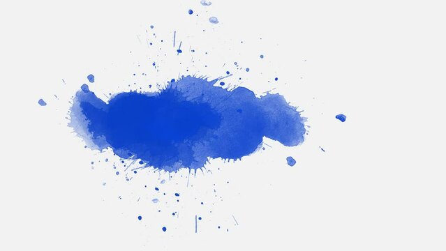 blue ink splashes on white background. ink slow motion transition reveal. 
