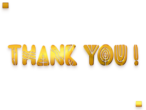 Thank You ! Transparent PNG Gold Text Funkey Calligraphy 