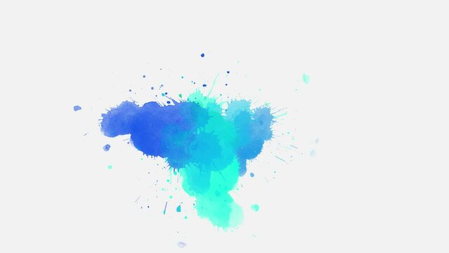 blue watercolor splashes the background. ink slow motion transition reveal. 