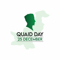 Quaid Day card and poster. Quaid e Azam Day Celebration Poster Concept, 25 December, Flat and template  Design. Modern design.
