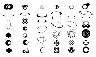 Vector Graphic Assets Set. Bold modern Shapes for Posters Template, flyers, clothes, social media, graphic design, sticker, In Y2k style, Futuristic, Anti-design, Digital Collage, Retro Futurist