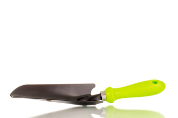 One garden shovel, macro, isolated on white aphids.