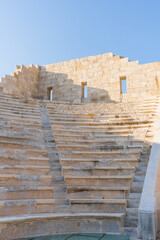 Patara (Pttra). Ruins of the ancient Lycian city Patara. Amphi-theatre and the assembly hall of Lycia public. Patara was at the Lycia (Lycian) League's capital. The Lycian League Parliament. Turkey.