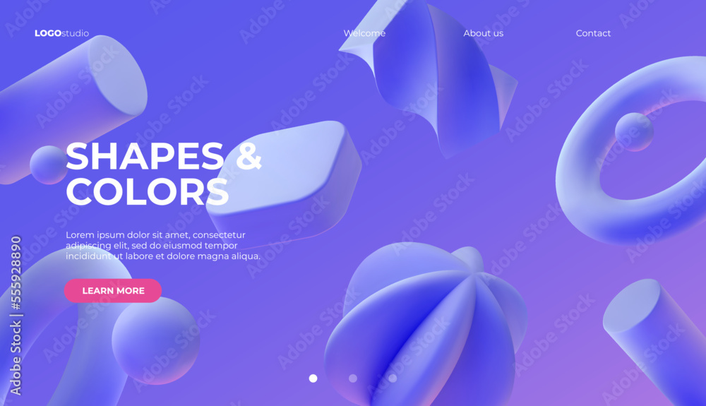 Poster 3d background with matt violet shapes. eps10 vector.