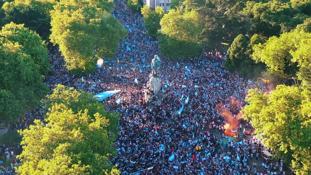 Festejo Argentina campeon del mundo Mar del Plata, Drone, Dron