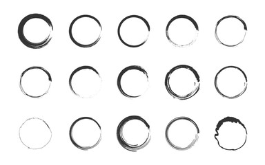 Grunge circle set. Vector illustration.