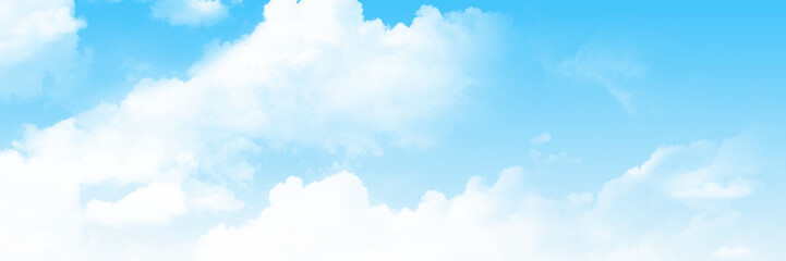 The sky is large, bright, beautiful and has white clouds.